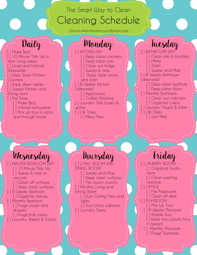 Cleaning Schedules The Smart Way To Clean Chic Southern Mommy